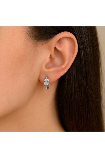 BY YASİN TOPÇU Steel Stone Earrings