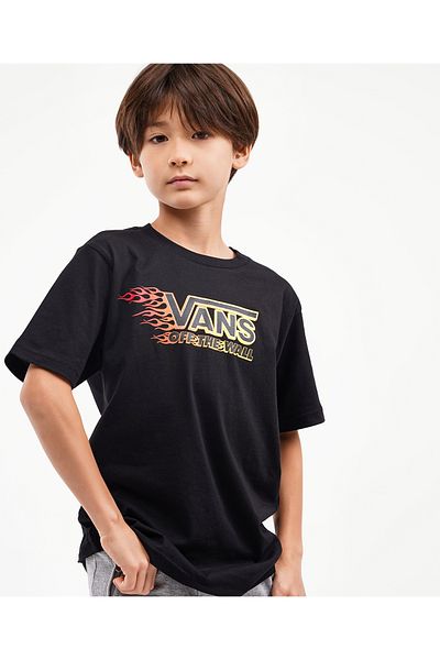 Vans تي شيرت معدني مطبوع عليه شعلة خارج الحائط - أسود