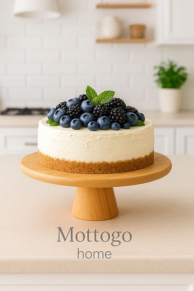 Mottogo Natural Bamboo Round Cake & Cake Stand Pedestal Presentation Stand 31 cm Diameter