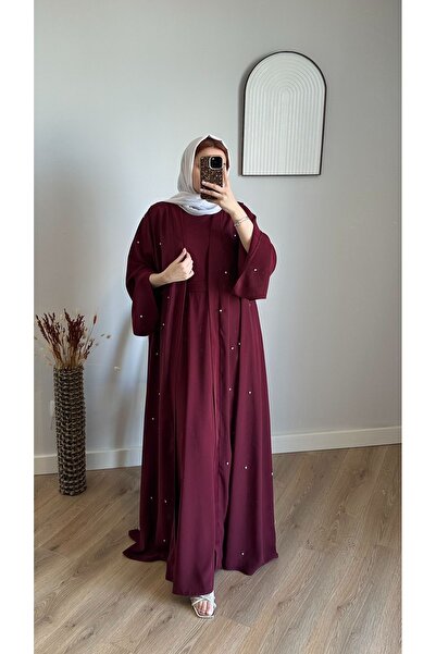 Abaya-AB Zarif İnci Detaylı Abaya