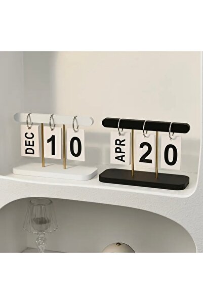 INTEREV 1 Adet Beyaz Minimalist Yaratıcı Flip Takvim - Masa Dekorasyon Takvimi