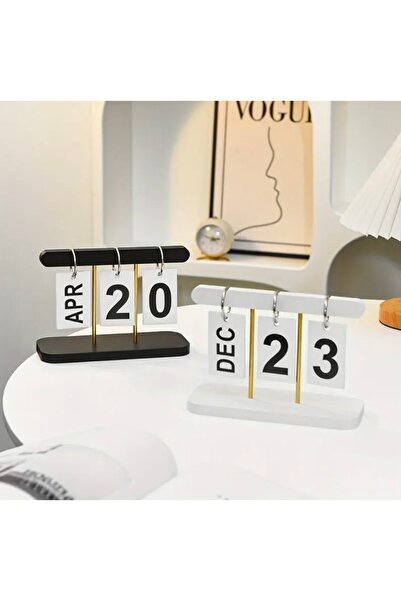 INTEREV 1 Adet Beyaz Minimalist Yaratıcı Flip Takvim - Masa Dekorasyon Takvimi