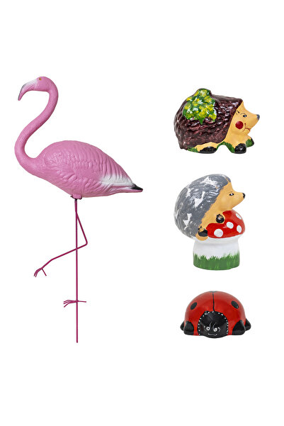 Z-Tools Pachet de decorațiuni pentru grădină, flamingo, buburuză și 2 arici /...