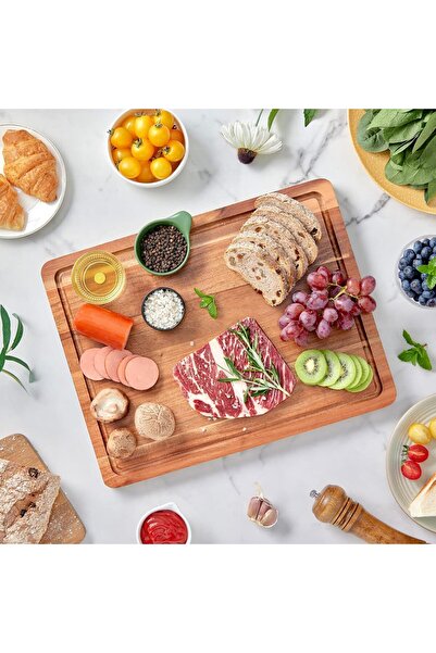007 Acacia Wood Cutting Board - Large (38×26×1.5 cm) for Meat, Fruits, Vegetables & Cheese