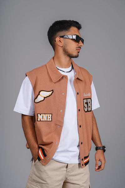 Butik Embroidered Snap Closure Ribbed Unisex Vest