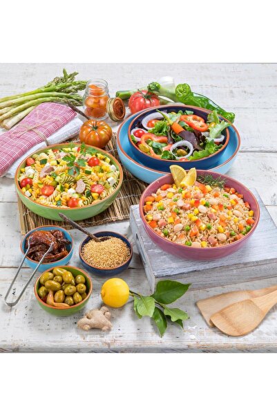 Regas 8700 Ceramic Primavera Round Salad Bowl Blue 26 cm