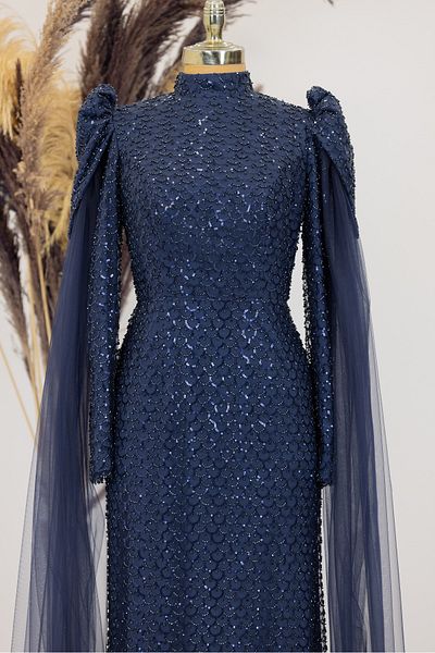 Surikka Noble Hijab Evening Dress with Sleeves Cape