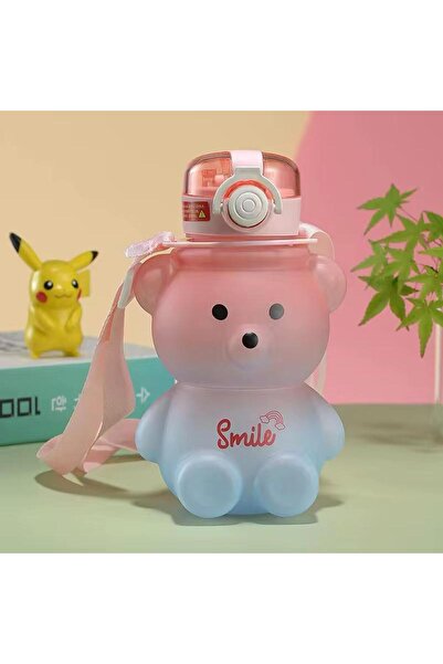 XTRIKE ME Drinking Bottle with Teddy Bear and Straw for School Children Bpa Free Water Bottle 18*11 cm