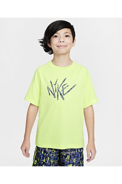 Nike تي شيرت جرافيكي بشعار متعدد الاستخدامات بأكمام نصفية من Dri-Fit - ليمون ...