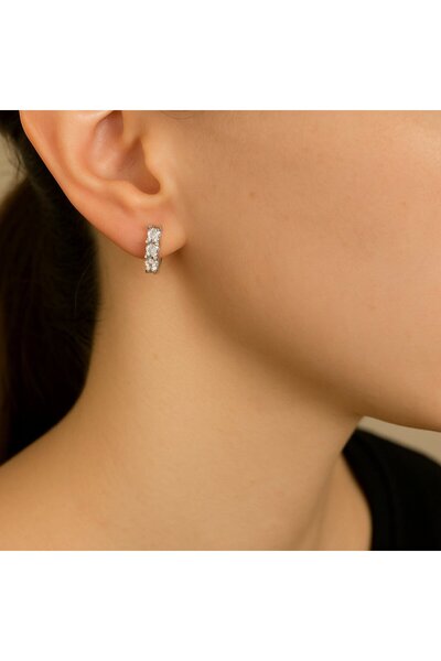 BY YASİN TOPÇU Steel Stone Earrings