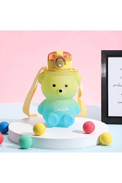 XTRIKE ME Drinking Bottle with Teddy Bear and Straw for School Children Bpa Free Water Bottle 18*11 cm