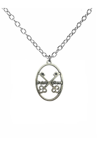 Herşey Nota قلادة على شكل ميدالية مع مفتاح وصليب – سلسلة 60 سم، مجوهرات للجنس...