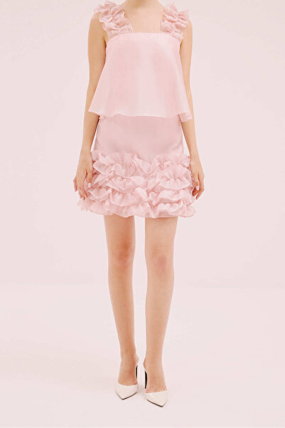 Roman Organze Mini Elbise Pembe Y9911010_038