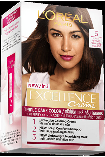 L'oreal صبغة الشعر الدائمة لوريال إكسلنس كريم، لون 5 بني فاتح (100 مل)