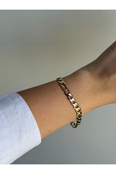 Owentis سوار إليس من الفولاذ الذهبي بنمط Gourmet - لا يسبب تسود البشرة -