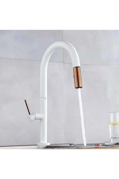 KORMAN TECHNIK Baterie Bucatarie cu Dus Extractibil, Alama Sanitara, Alb, CF/1035/A