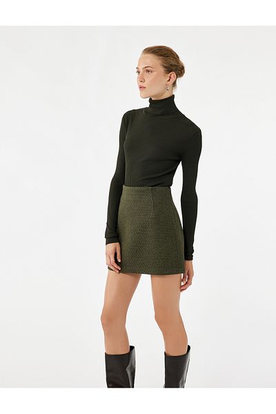 Koton Standard Waist A-Line Mini Tweed Skirt