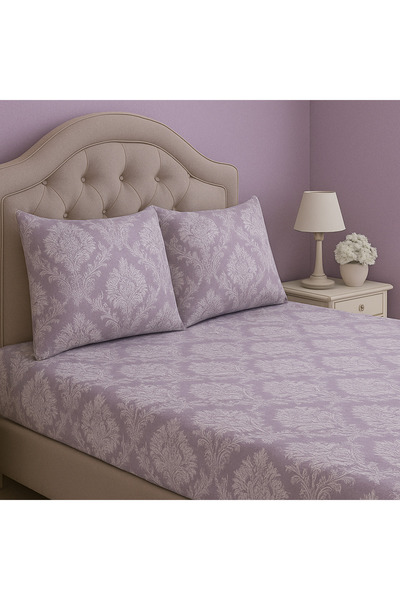 sehra Double Cotton Fitted Sheet + 2 Pillowcases Bedding Set Durable Patterned Set