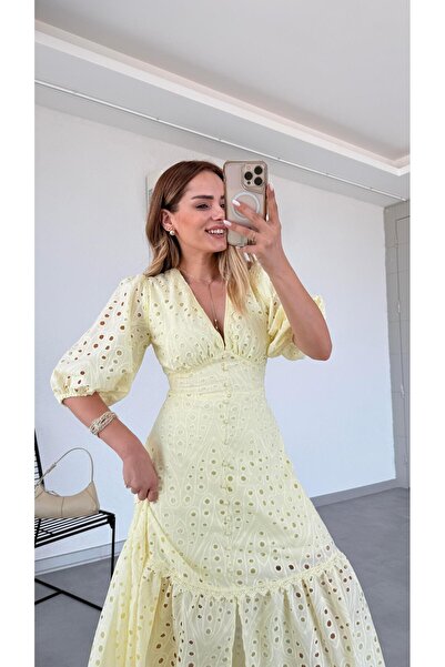 pelin yıldız butik Quinn V Yaka Fisto Elbise