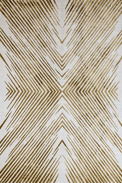 halinet GeometrikModern Makinede Yıkanabilir Hav Toz Vermez Kaymaz Taban Dijital Baskı Halı H13321GL