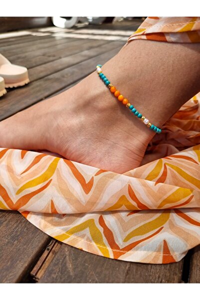 NEMOR STUDIO Pearl Touch Turquoise Natural Stone Anklet |   Summer Elegance