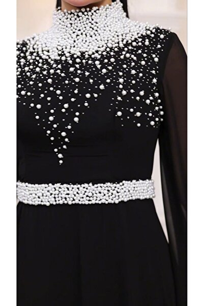 ZENABİYEM Zena Fashion Boncuk Nakışlı Hakim Yaka Kloş Yöresel Abiye