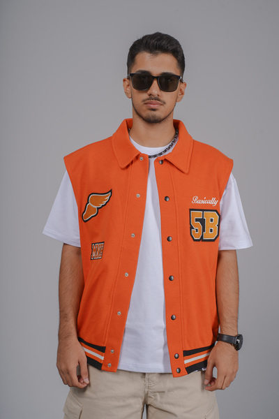 Butik Embroidered Snap Closure Ribbed Unisex Vest