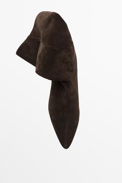 Massimo Dutti Topuklu kalın süet deri bot