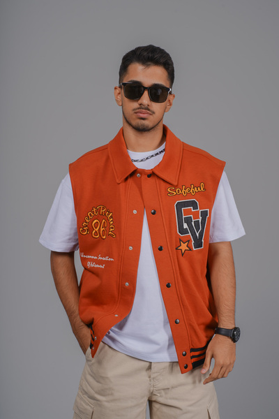 Butik Shirt Collar Snap Closure Oversize Vest