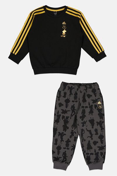 adidas x Disney Toddlers Boy 2 Pcs Sweatshirt And Sweatpants Set, Black/Grey
