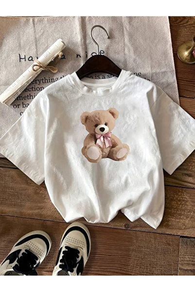 haha تي شيرت مطبوع عليه تيدي بير للنساء