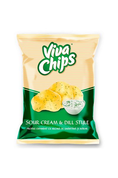OEM VIVA Chips with sour cream and dill flavor 100g, 6 PCS/BOX