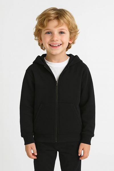 AHENGİM Girls - Boys Basic Zippered Thick 3 Thread Winter School Sweat Ak1815