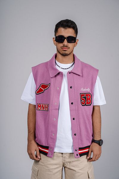 Butik Embroidered Snap Closure Ribbed Unisex Vest