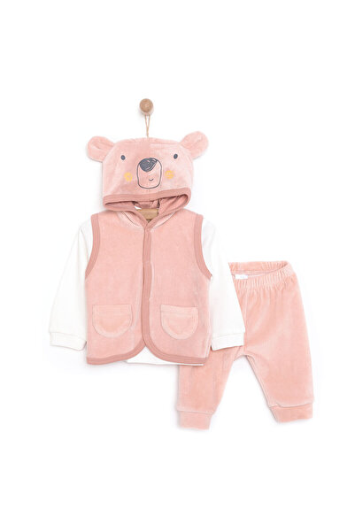 Little Life Yenidoğan -Body-Kadife Yelek Patiksiz Alt 3lü Takım Unisex