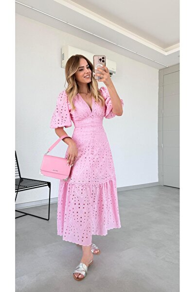 pelin yıldız butik Quinn V Yaka Fisto Elbise