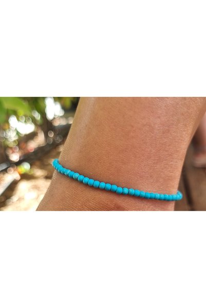 NEMOR STUDIO Turquoise Natural Stone Anklet |   Vibrant Summer Touch