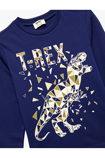 Koton Βαμβακερό μακρυμάνικο μπλουζάκι με στάμπα δεινοσαύρων