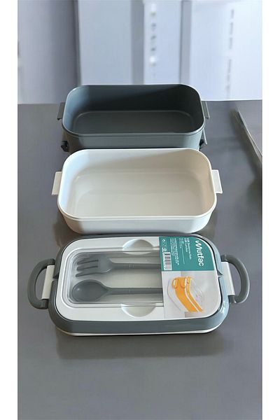 LeesHome 2 Layer Portable Food Container Lunch Box Diet Nutrition Box Storage Container Feeding Bowl with Fork and Spoon