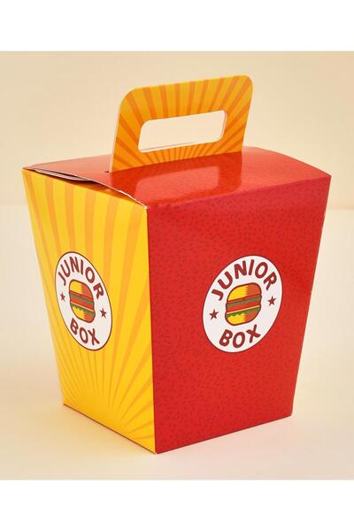 Fab N Funky Wooden Junior Burger Food Box Play Set, Colorful, 3 Years+, 15 x 15 x 17 cm, Multicolor - 26 Pieces