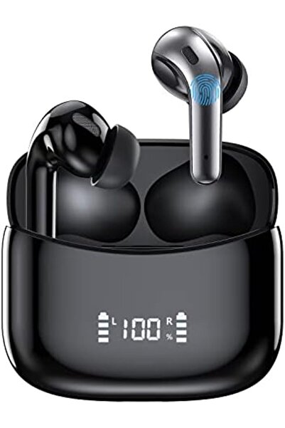 Generic سماعات أذن لاسلكية حقيقية، سماعات بلوتوث، تشغيل لمدة 60 ساعة، تقنية إلغاء الضوضاء CVC مع الشحن اللاسلكي