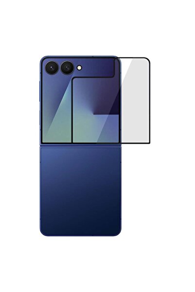 Microsonic Samsung Galaxy Z Flip 7 Tam Kaplayan Temperli Cam Ekran Koruyucu Siyah