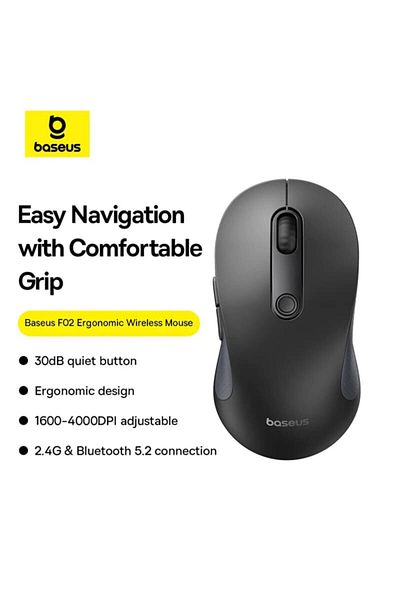 Baseus Mouse wireless Bluetooth pentru laptop F02, 2.4G, negru