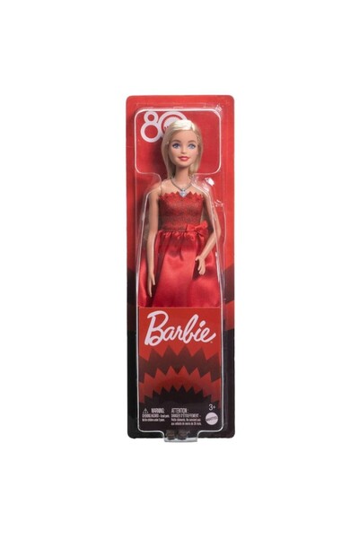 Barbie Păpușa Fashionista, aniversarea a 80 de ani, roșie rubină