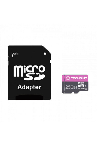 Techsuit 256GB MicroSDHC Memory Card with Adapter THCM27, Purple