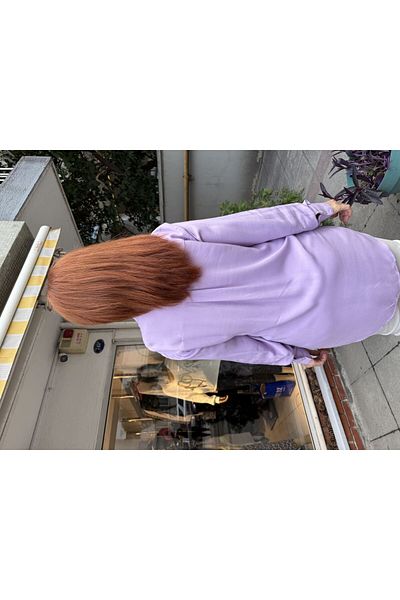 DenizEge Lilac Viscose Shirt with Ribbed Back