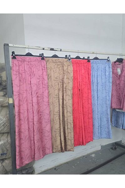 MODAGK Self Patterned Satin Pants Shirt Set