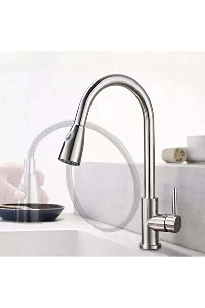 Alessandro DESIGN Baterie Bucatarie cu Dus Extractibil, Inox SUS 304, Satinat, CF 018