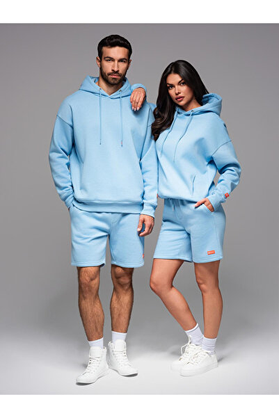 OMBRE UNISEX Sweatshirt-Set für Paare Hoodie + Shorts im Athleisure-Stil - bl...
