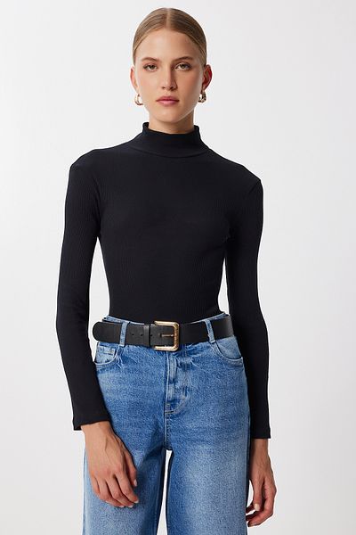 Lovelyİstanbul 2 Pack Turtleneck Ribbed Knitted Blouse Lmx0126 Black White